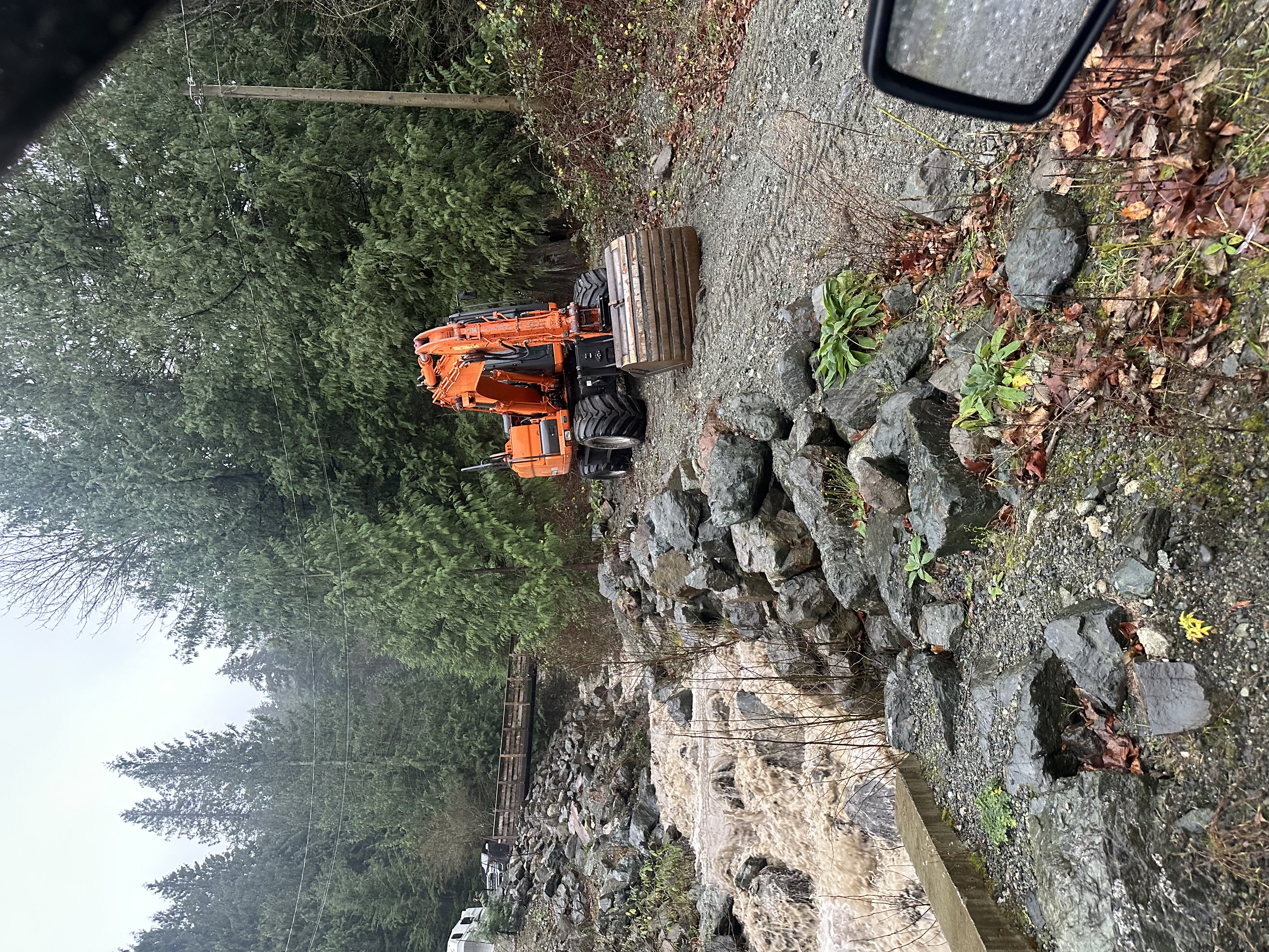 Standby Excavator at Town Creek Sediment Trap on Bowman Road on Majuba Hill